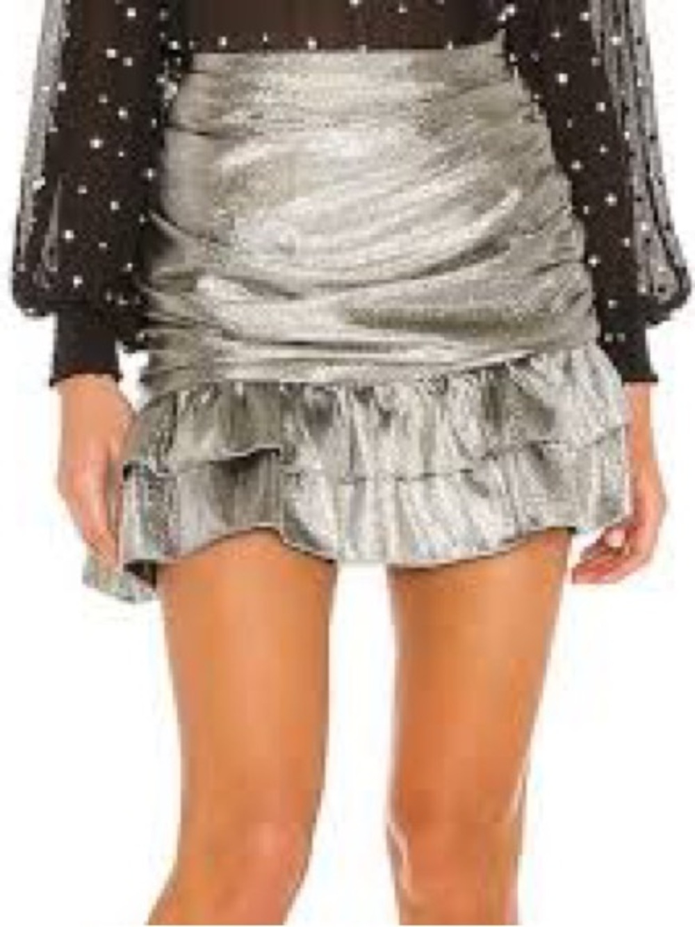 Lovers + Friends Shimmery Silver Party Top‎